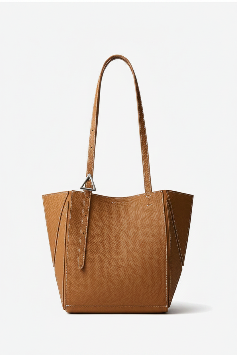 Aura Genuine Leather Geometric Winged Tote