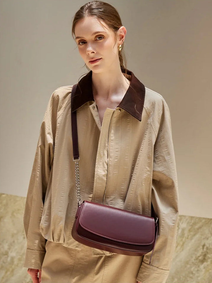 Nova Genuine Leather Asymmetric Strap Underarm Bag