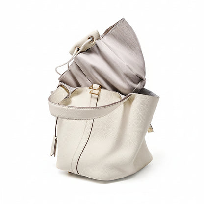 Genuine Leather Luxe Bucket Tote Bag
