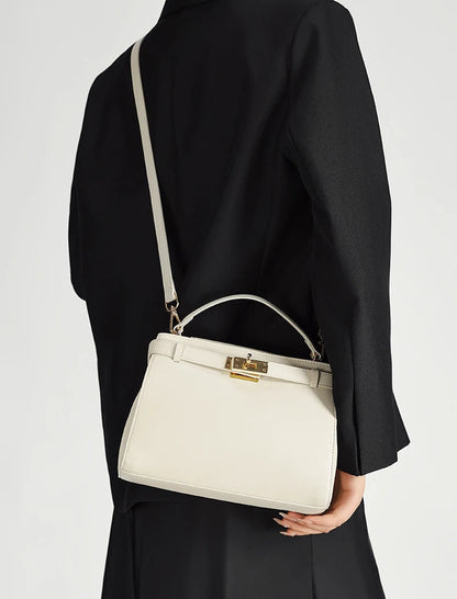 Genuine Leather Luxury Wide Strap Shoulder Bag