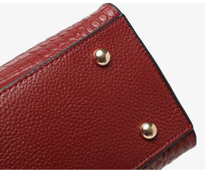 Crocodile Texture Leather Handbag