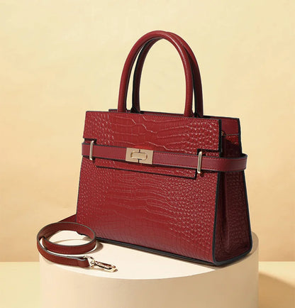 Crocodile Texture Leather Handbag