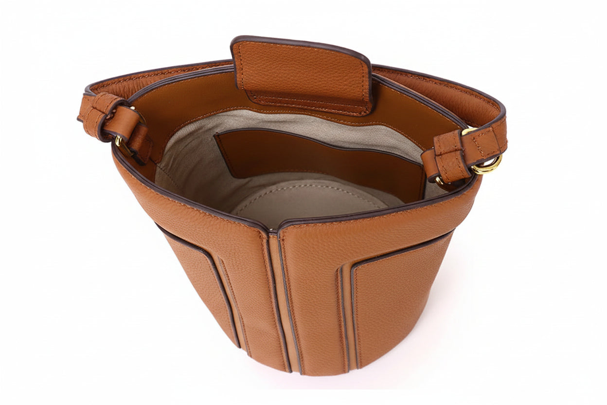 Opulent Genuine Leather Bucket Bag