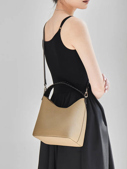 Lyra Artisan Genuine Leather Hand-Woven Accent Tote