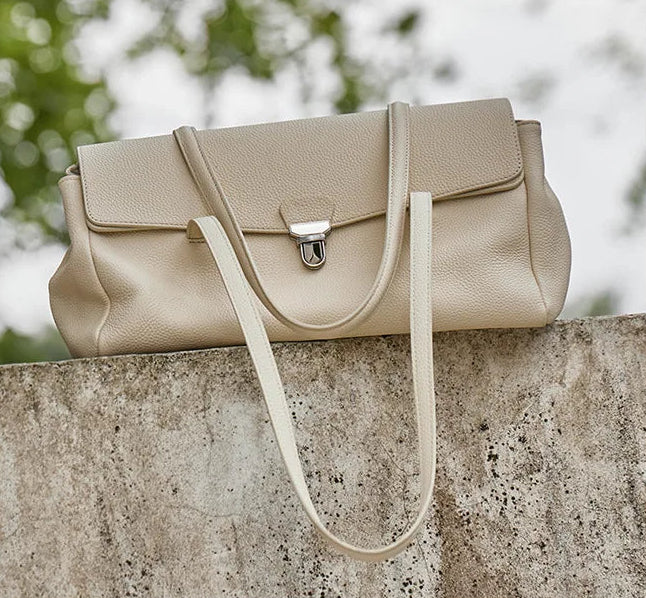 Aura Genuine Leather Lock-Clasp Envelope Bag