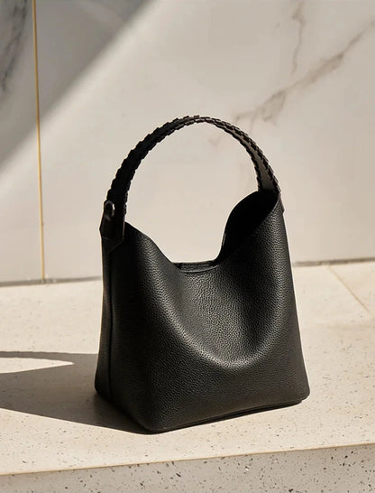 Lyra Artisan Genuine Leather Hand-Woven Accent Tote