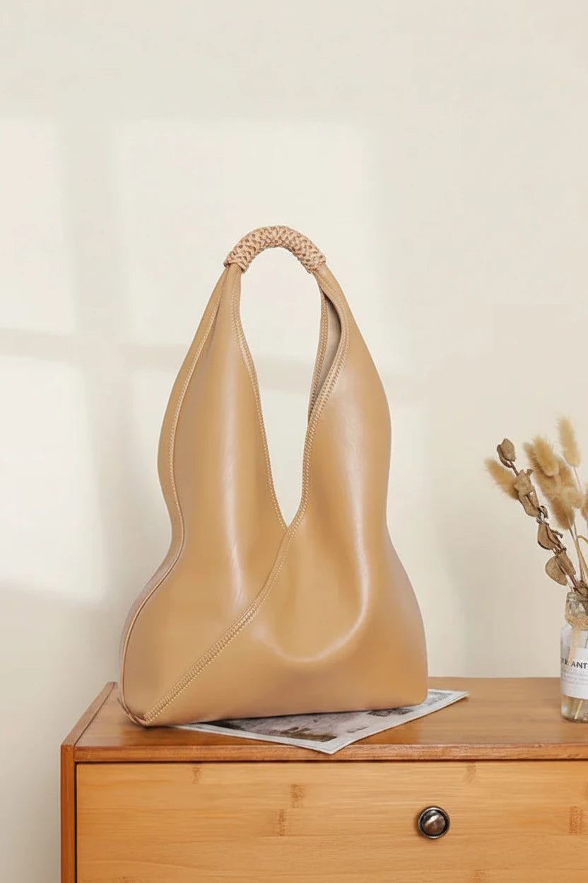 Aura Genuine Leather Asymmetric Sculptural Hobo