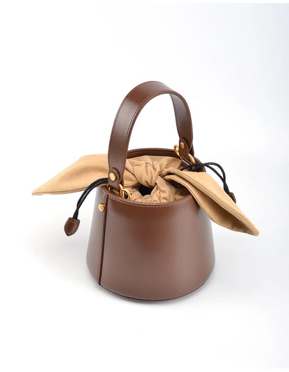 Artisanal Bow Knot Cowhide Bucket Bag