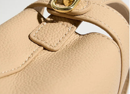 Refined Genuine Leather Signature Bucket Bag