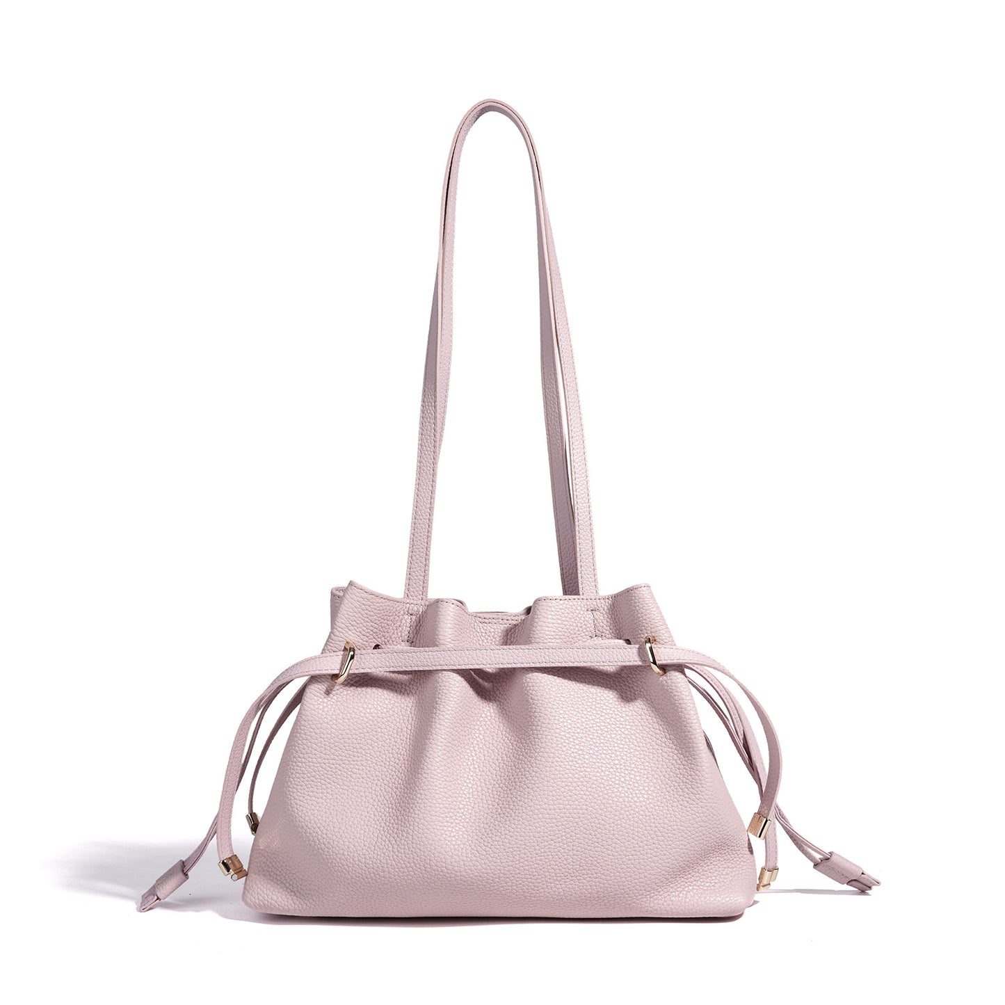 Stellar Genuine Leather Drawstring Pleated Tote
