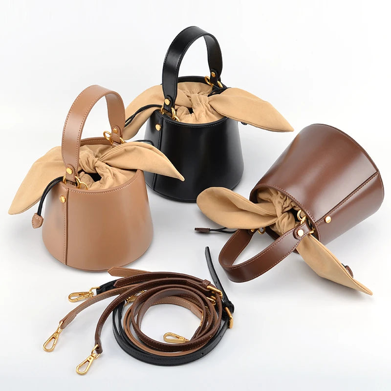 Artisanal Bow Knot Cowhide Bucket Bag
