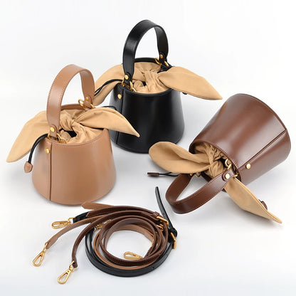 Artisanal Bow Knot Cowhide Bucket Bag