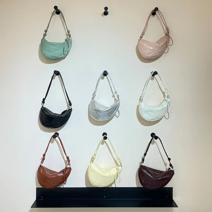 Premium Half Moon Leather Shoulder Handbag