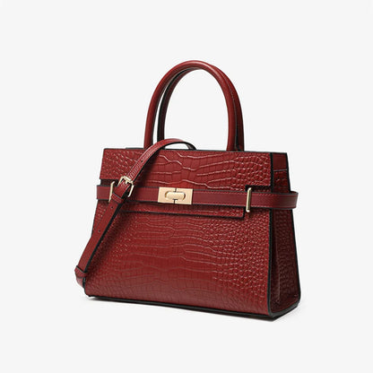 Crocodile Texture Leather Handbag