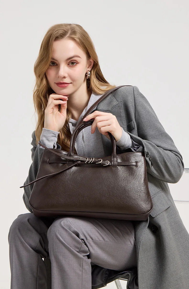 Monarch Genuine Leather Retro Style Everyday Handbag