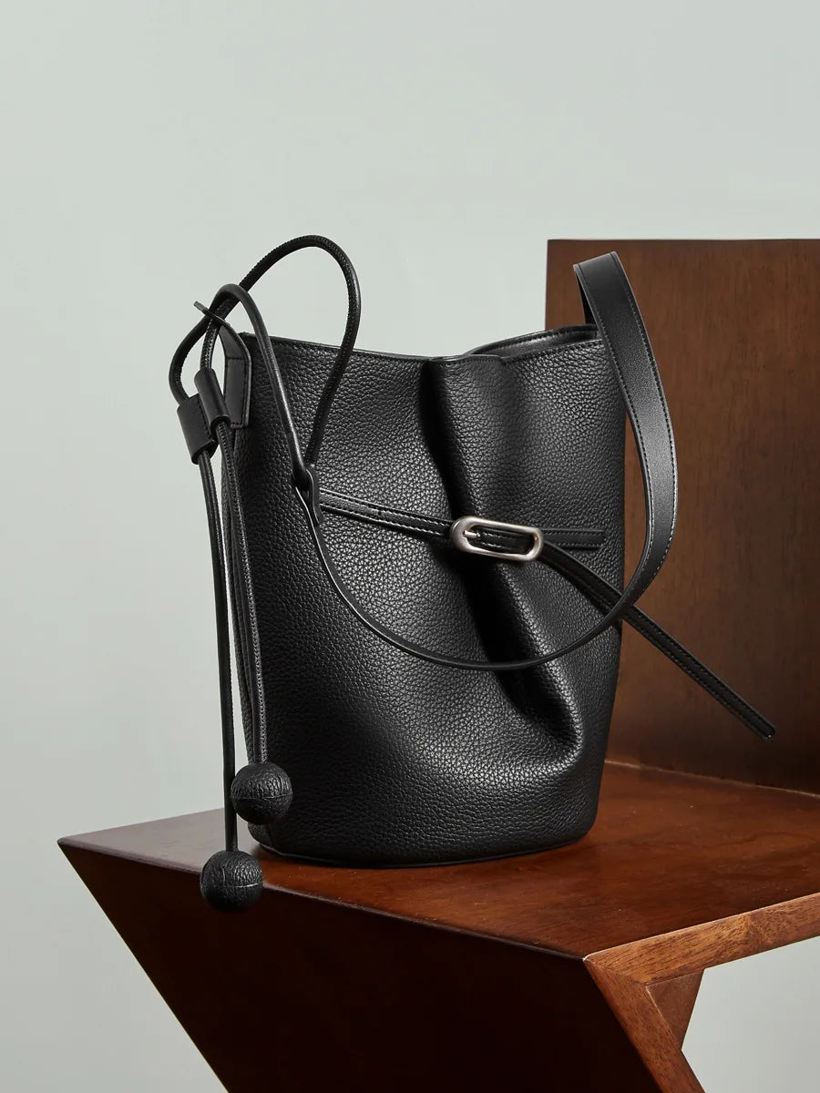 Cascade Genuine Leather Loop Bucket Bag