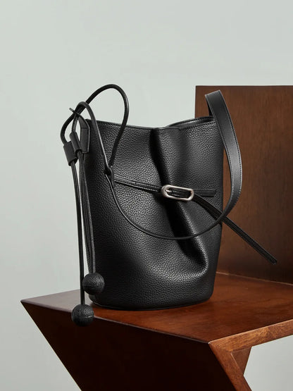 Cascade Genuine Leather Loop Bucket Bag
