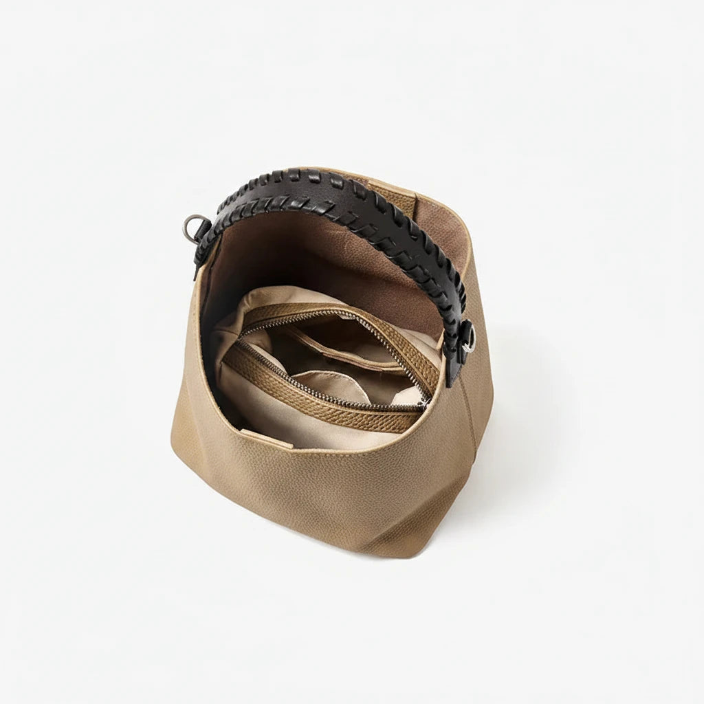 Lyra Artisan Genuine Leather Hand-Woven Accent Tote