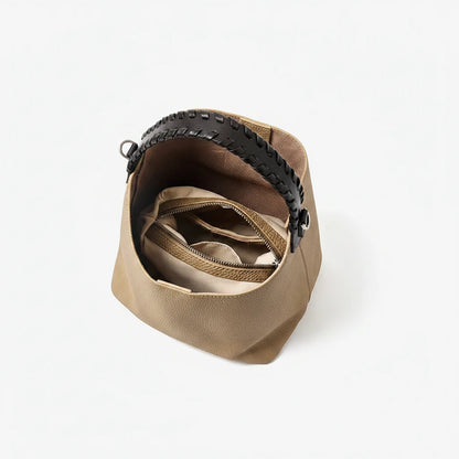 Lyra Artisan Genuine Leather Hand-Woven Accent Tote