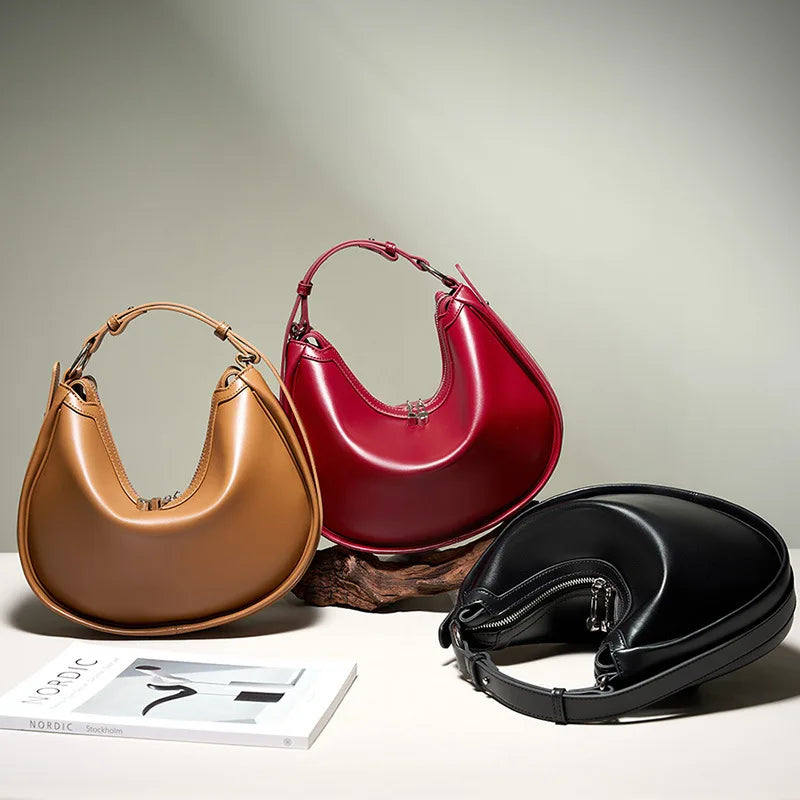 Celestial Genuine Leather Minimalist Luxury Flap Tote