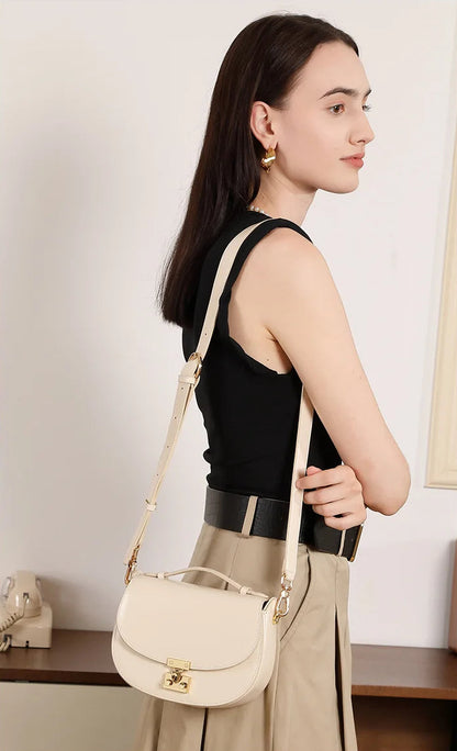 Aura Genuine Leather Top-Handle Saddle Bag