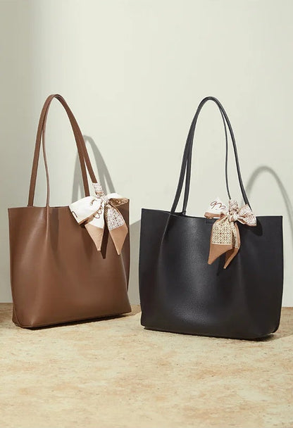 Meridian Genuine Leather Scarf-Accent Tote