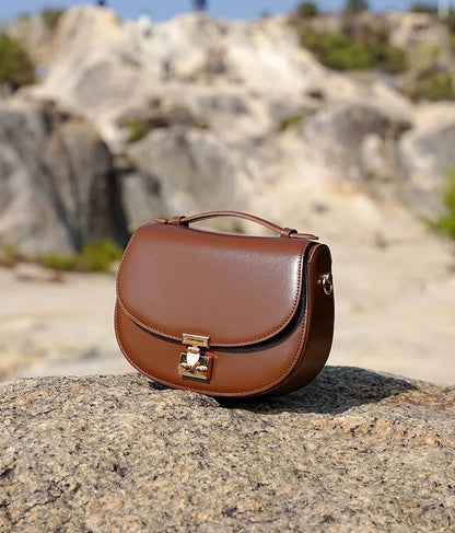 Aura Genuine Leather Top-Handle Saddle Bag