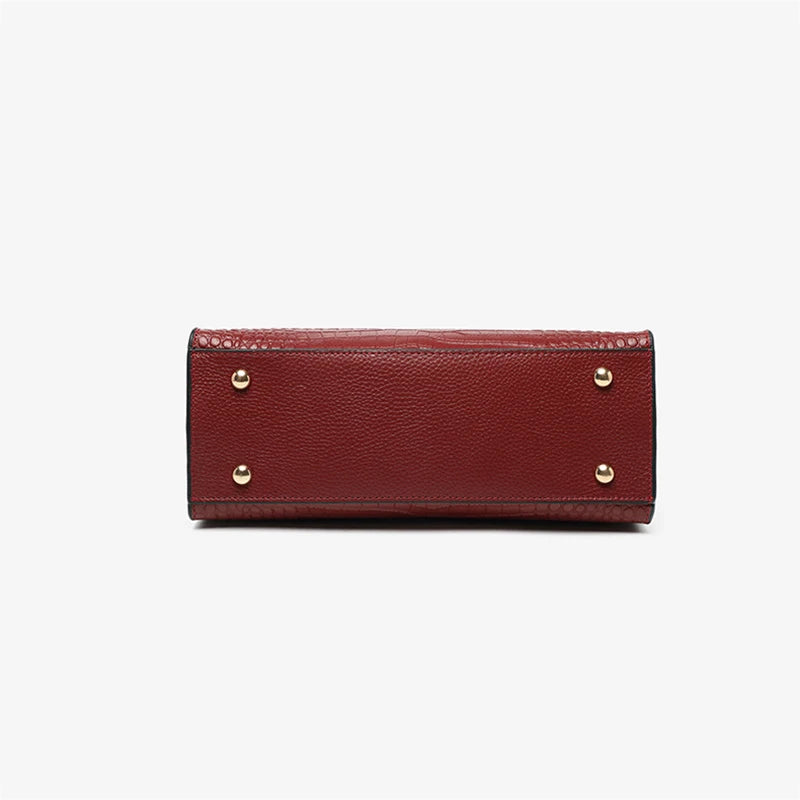 Crocodile Texture Leather Handbag
