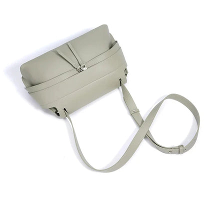 Aura Genuine Leather Twin-Zip Flap Shoulder Bag
