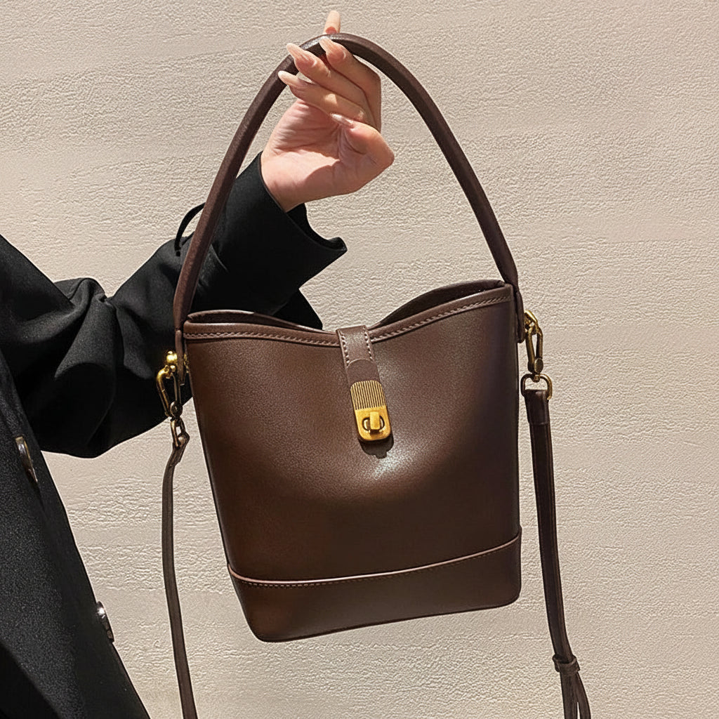 Genuine Leather Luxury Bucket Handbag
