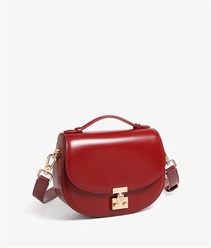 Aura Genuine Leather Top-Handle Saddle Bag