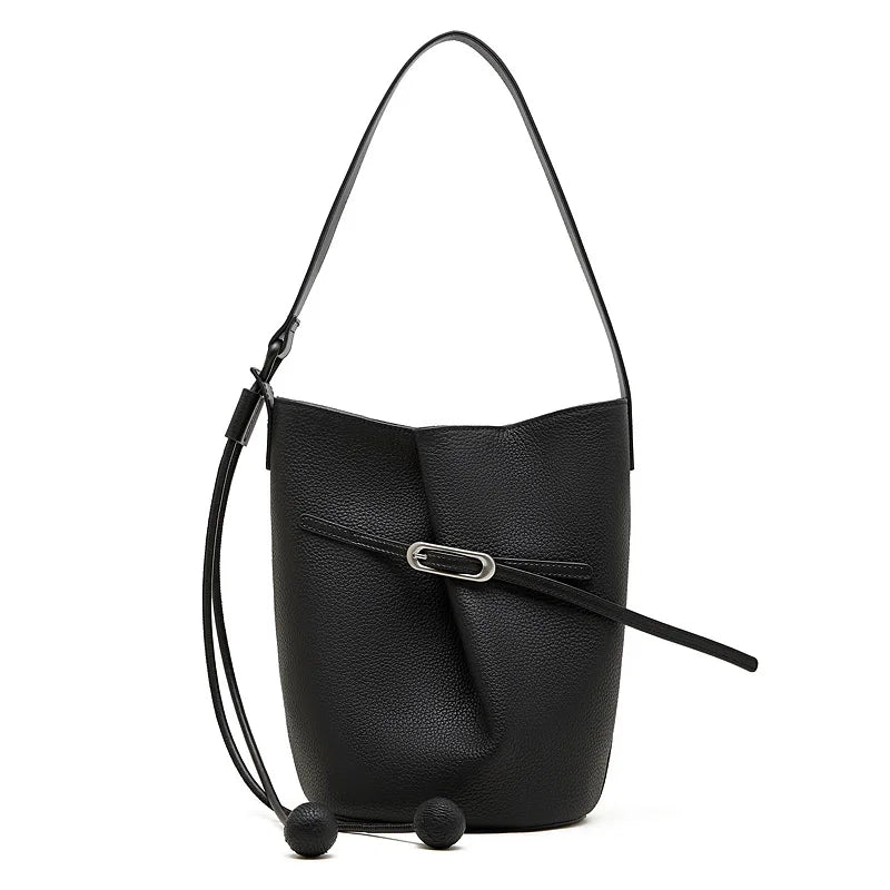 Cascade Genuine Leather Loop Bucket Bag