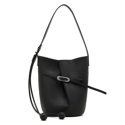 Cascade Genuine Leather Loop Bucket Bag