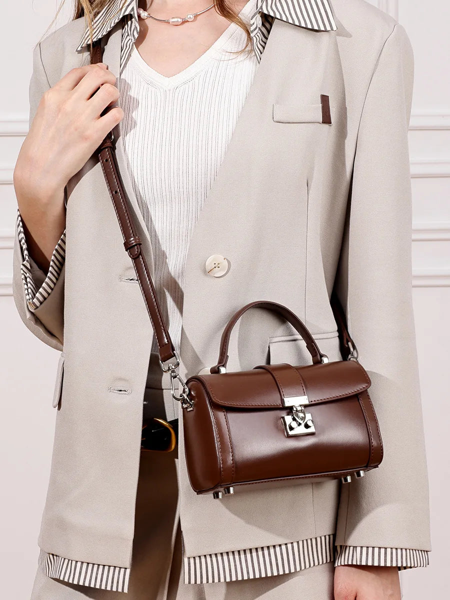 Verona Genuine Leather Flap Top Structured Crossbody