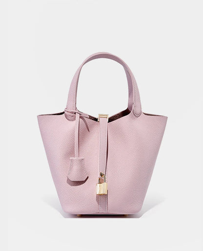 Genuine Leather Luxe Bucket Tote Bag