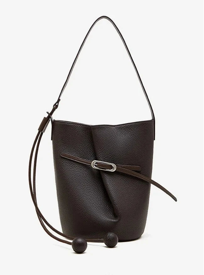 Cascade Genuine Leather Loop Bucket Bag