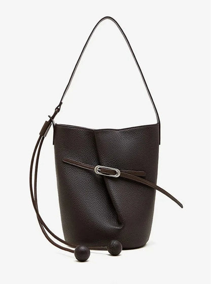 Cascade Genuine Leather Loop Bucket Bag