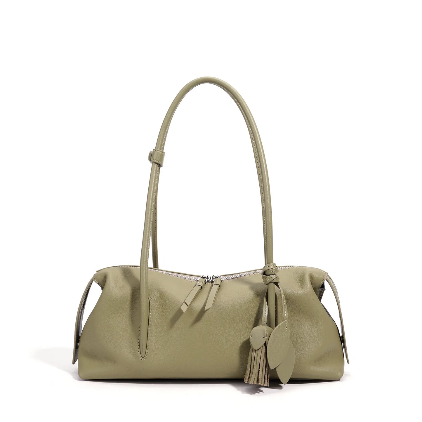 Serene Genuine Leather Elongated Barrel Handbag