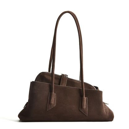 Genuine Leather Modern Curved Shoulder Bag