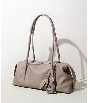 Serene Genuine Leather Elongated Barrel Handbag