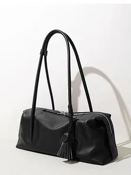 Serene Genuine Leather Elongated Barrel Handbag