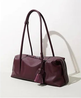 Serene Genuine Leather Elongated Barrel Handbag