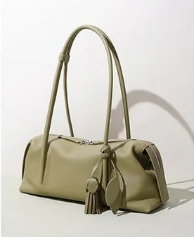 Serene Genuine Leather Elongated Barrel Handbag