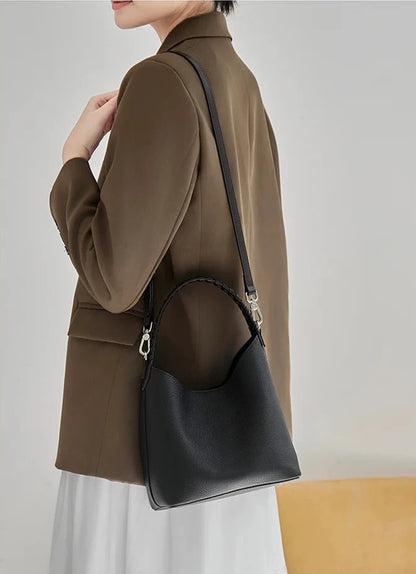 Lyra Artisan Genuine Leather Hand-Woven Accent Tote