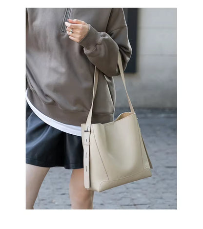 Genuine Leather  Bucket Shoulder Bag