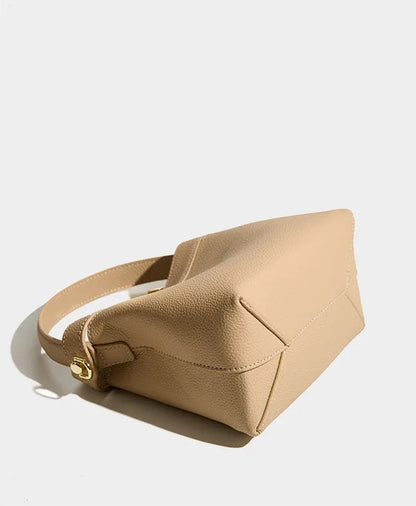 Refined Genuine Leather Signature Bucket Bag