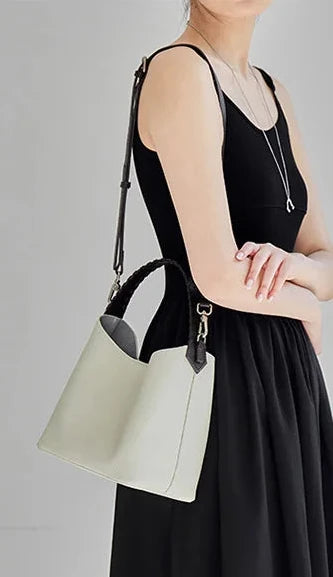 Lyra Artisan Genuine Leather Hand-Woven Accent Tote
