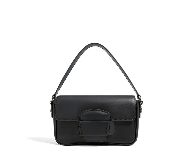 Genuine Leather Flap Crossbody Bag