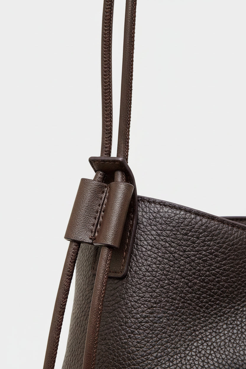 Cascade Genuine Leather Loop Bucket Bag