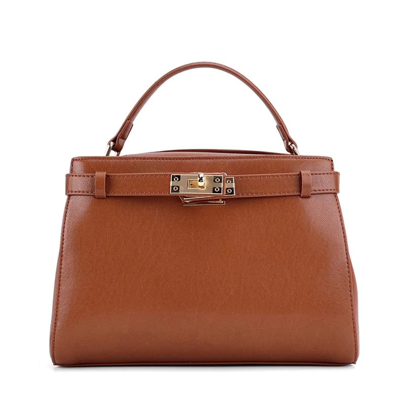 Genuine Leather Luxury Wide Strap Shoulder Bag